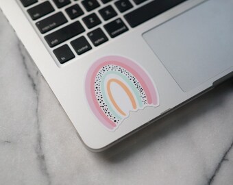 Line Dot Rainbow Sticker, Pastel, 2.7x3in, Waterproof Vinyl Sticker for Laptops, Phones, Water Bottles, Planners, Bullet Journals