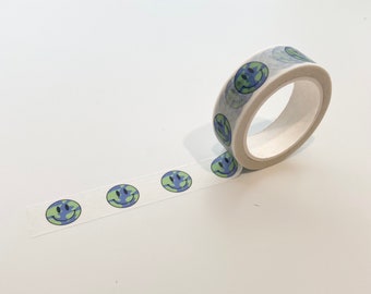 Smiling Earth Washi Tape, Decorative Paper Tape for Bullet Journals, Scrapbooking