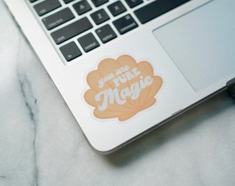 Magic Seashell Sticker, Retro, 3x2.7in, Waterproof Vinyl Sticker for Laptops, Phones, Water Bottles, Planners, Bullet Journals