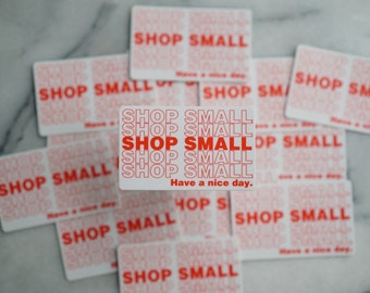 Shop Small Sticker (Plastic Bag Style) - 3x1.86 in, Waterproof Vinyl Sticker for Laptops, Phones, Water Bottles, Planners, Bullet Journals