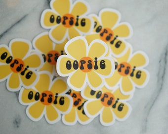 Oopsie Daisy Sticker, 3 in, Waterproof Vinyl Sticker for Laptops, Phones, Water Bottles, Planners, Bullet Journals