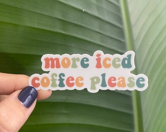 Iced Coffee Sticker, Retro, 3inx1in, Waterproof Vinyl Sticker for Laptops, Phones, Water Bottles, Planners, Bullet Journals