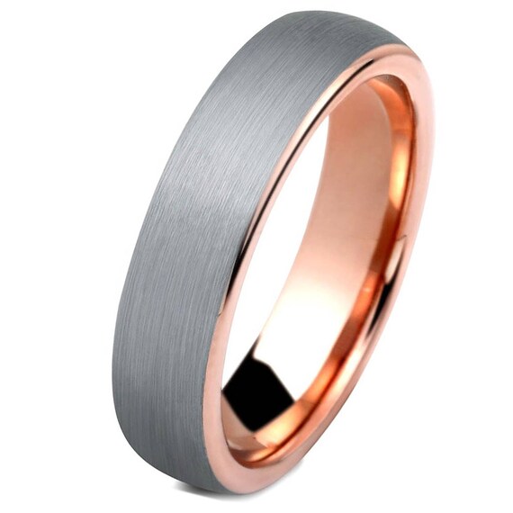 Tungsten Ring Rose Gold Wedding Band Ring Tungsten Carbide 6mm | Etsy