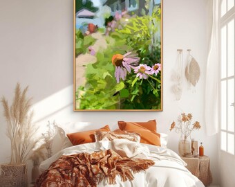 Coneflower Canvas Art Print: Vibrant Floral Garden Painting