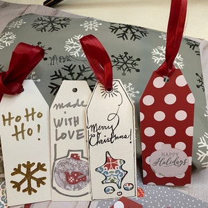 SVG Gift tags for your cricut cutter, snowflake, ornament, candy canes and holly cut outs on traditional gift tag shape image 3