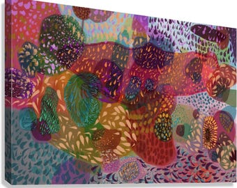 Abstract Joyful Shapes Print – Colorful Textured Wall Art