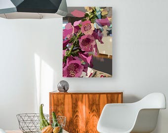 Vibrant Foxgloves Floral Art Print: Garden Flower Wall Decor