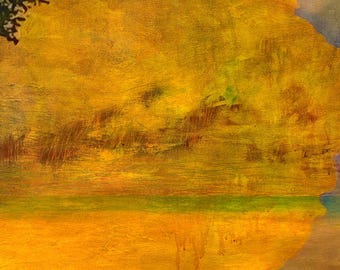 Abstract Golden Landscape Painting