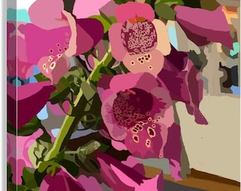 Pink Foxgloves Garden Flower Art Print (Acrylic, Metal, Wood, Canvas, Poster)