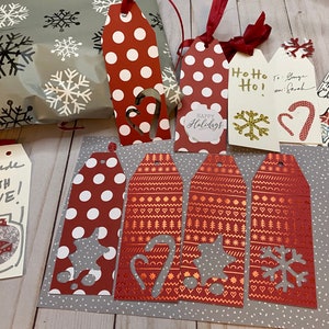 SVG Geschenkanhänger für Ihre Cricut-Cutter, Schneeflocke, Ornament, Süßigkeiten Dosen und Holly Ausschnitte auf traditionelle Geschenk-Tag-Form Bild 8