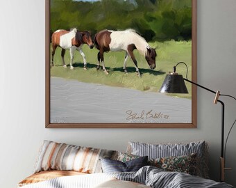Horse Painting/ Assateague Ponies/ Art on Canvas/Ready to Hang/Seashore Wildlife