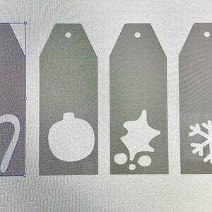 SVG Geschenkanhänger für Ihre Cricut-Cutter, Schneeflocke, Ornament, Süßigkeiten Dosen und Holly Ausschnitte auf traditionelle Geschenk-Tag-Form Bild 7