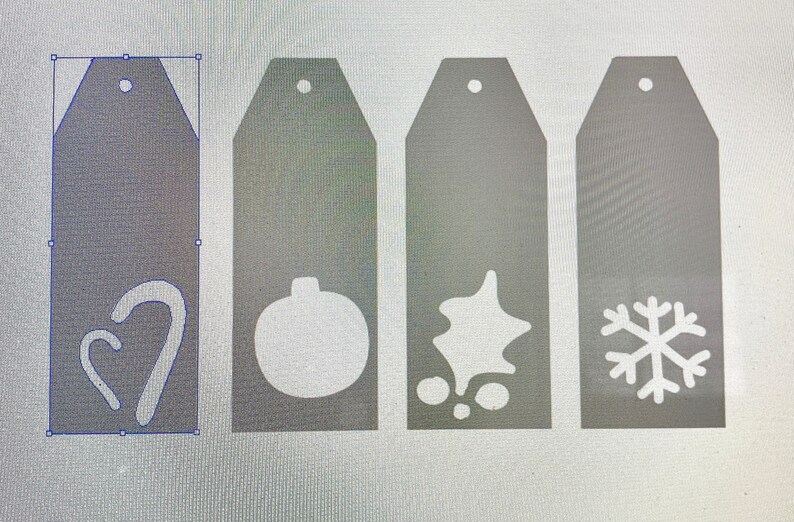 SVG Gift tags for your cricut cutter, snowflake, ornament, candy canes and holly cut outs on traditional gift tag shape image 7