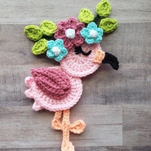 Flora the Flamingo Applique Single - Crochet Pattern - Digital Download