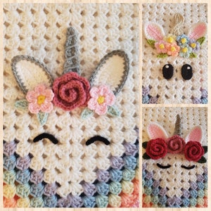 Princess Unicorn Applique Single - Crochet Pattern - Digital Download