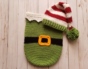 Elf Sleep Sack Crochet Pattern Only- Elf Cocoon- Baby Photo Prop- Christmas Elf- Crochet Sleep Sack Pattern