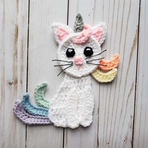 Caticorn Applique Pack- Crochet Pattern Only- Caticorn- Cat- Unicorn- Cat Unicorn- Crochet Applique Pattern