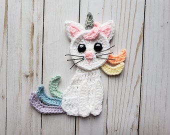 Caticorn Applique Pack- Crochet Pattern Only- Caticorn- Cat- Unicorn- Cat Unicorn- Crochet Applique Pattern