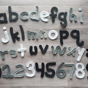Pacote de apliques de letras minúsculas e números - padrão de crochê - download digital