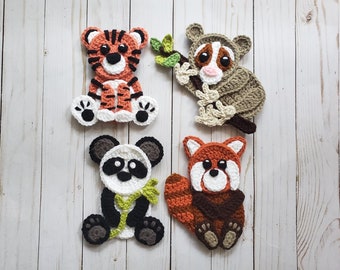 Animals of Asia Applique Pack- Crochet Pattern Only- Panda- Tiger- Red Panda- Loris- Zoo Animals- Crochet Applique Pattern