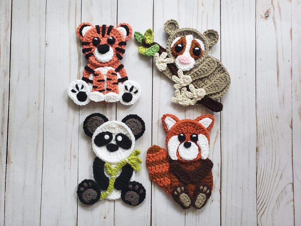 39 Red Panda Crochet Patterns for Adorable Handmade Gifts 18 Animals of Asia Applique Pack- Crochet Pattern Only