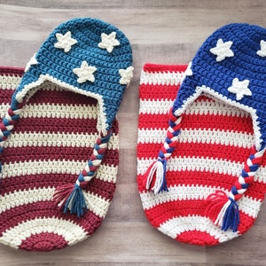 American Flag Sleep Sack Crochet Pattern Only- American Flag Cocoon- Flag- Baby Sleep Sack- Baby Photo Prop- Crochet Sleep Sack Pattern