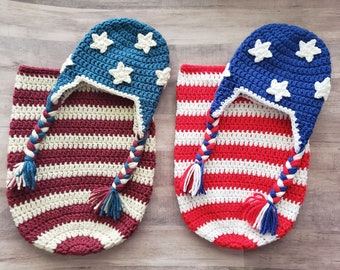 American Flag Sleep Sack Crochet Pattern Only- American Flag Cocoon- Flag- Baby Sleep Sack- Baby Photo Prop- Crochet Sleep Sack Pattern