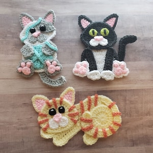 Sweet Kitties Applique Pack - Crochet Pattern - Digital Download