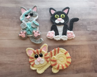 Sweet Kitties Applique Pack - Crochet Pattern - Digital Download