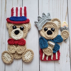 4th of July Bears Applique Pack- Crochet Pattern Only- Sam the Bear- Liberty Bear- 4th of July- Teddy Bears- Crochet Applique Patterns