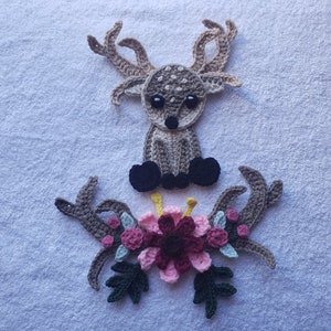 Oh My Deer Applique Pack- Crochet Pattern Only- Deer- Floral Antlers- Baby Deer- Woodland- Crochet Applique Pattern