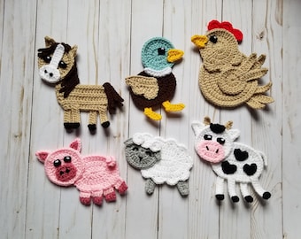 Barn Yard Pals Applique Pack - Crochet Pattern - Digital Download