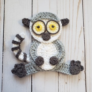 Lemmy the Lemur Applique Single - Crochet Pattern - Digital Download