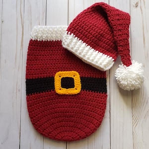 Santa Sleep Sack Crochet Pattern Only Santa Cocoon Baby Photo Prop Christmas Santa Crochet Sleep Sack Pattern image 1