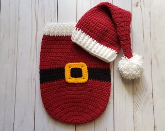 Santa Sleep Sack Crochet Pattern Only- Santa Cocoon- Baby Photo Prop- Christmas Santa- Crochet Sleep Sack Pattern