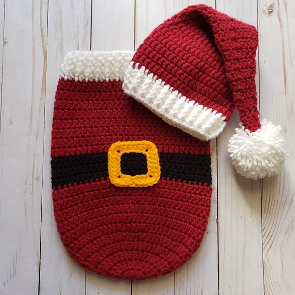 Santa Sleep Sack Crochet Pattern Only- Santa Cocoon- Baby Photo Prop- Christmas Santa- Crochet Sleep Sack Pattern