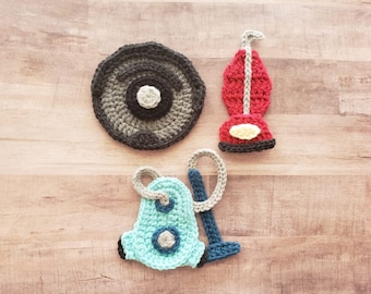 Vacuum Cleaners Applique Pack- Robot Vacuum- Upright Vacuum- Canister Vacuum- Crochet Applique Pattern