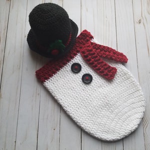 Snowman Sleep Sack Cocoon Crochet Pattern Only Snowman Photo Prop Pattern Snowman Swaddle Sack Pattern Snowman Costume Pattern image 2