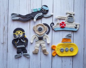 Nautical Voyage Applique Pack- Crochet Pattern - Digital Download