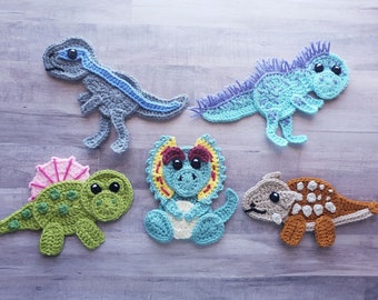 Jurassic Classic Vol. 3 Applique Pack- Crochet Pattern Only- Dinosaurs- Baby Dinos- Baby Dinosaurs- Dilophosaurus- Crochet Applique Pattern