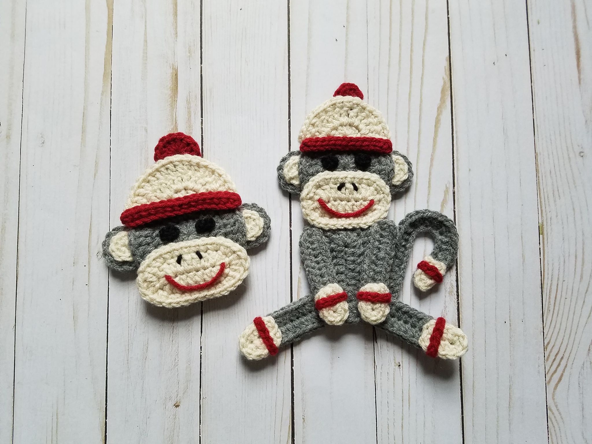 Sock Monkey Applique Pack Crochet Pattern Only Sock Monkey Etsy