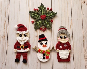 Merry Little Christmas Vol 2 Applique Pack- Crochet Pattern Only- Holly- Santa- Mrs. Claus- Snowman- Crochet Applique Pattern