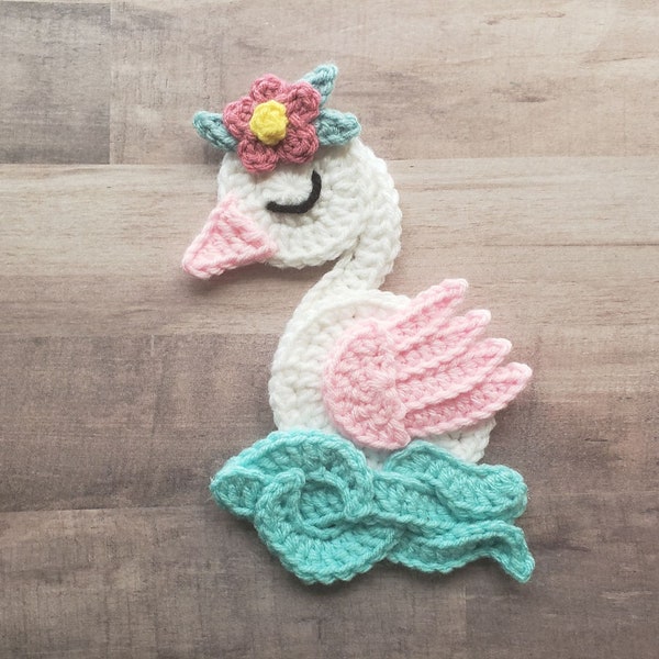 Stella the Swan Applique Single - Crochet Pattern - Digital Download