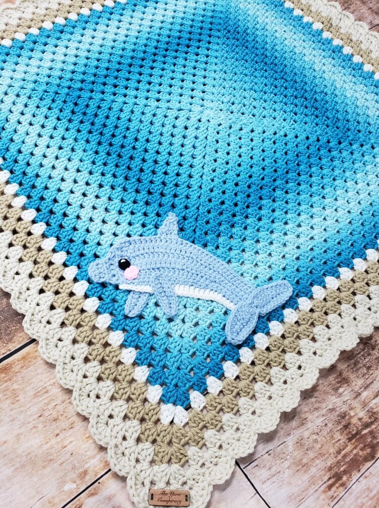 Handmade Dolphin Baby Blanket Crochet Baby Blanket Dolphin Etsy