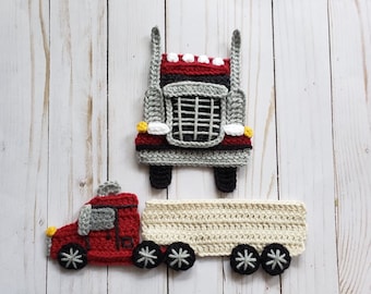 Semi Trucks Applique Pack- Crochet Pattern Only- Semi Trucks- Truckers- Semi- 18 Wheelers- Crochet Applique Pattern