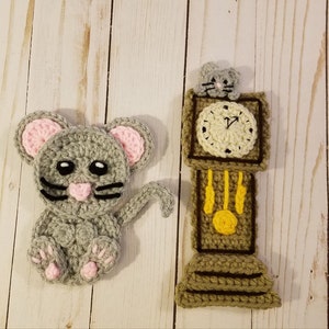 Paquete de apliques Hickory Dickory Dock - Patrón de ganchillo - Descarga digital