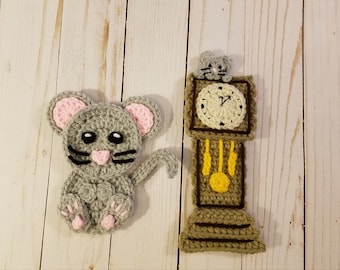 Hickory Dickory Dock Applique Pack - Crochet Pattern - Digital Download