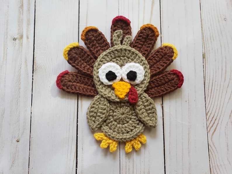 Turkey Applique Crochet Pattern Only Thanksgiving Turkey image 1