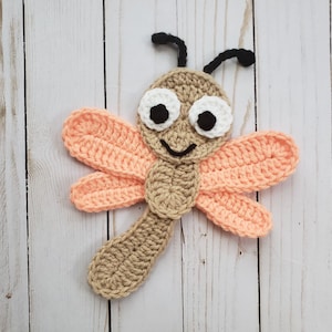 Dragonfly Applique Single - Crochet Pattern - Digital Download