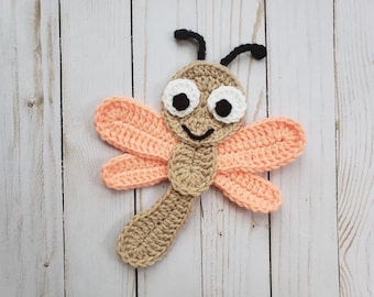 Dragonfly Applique Single - Crochet Pattern - Digital Download